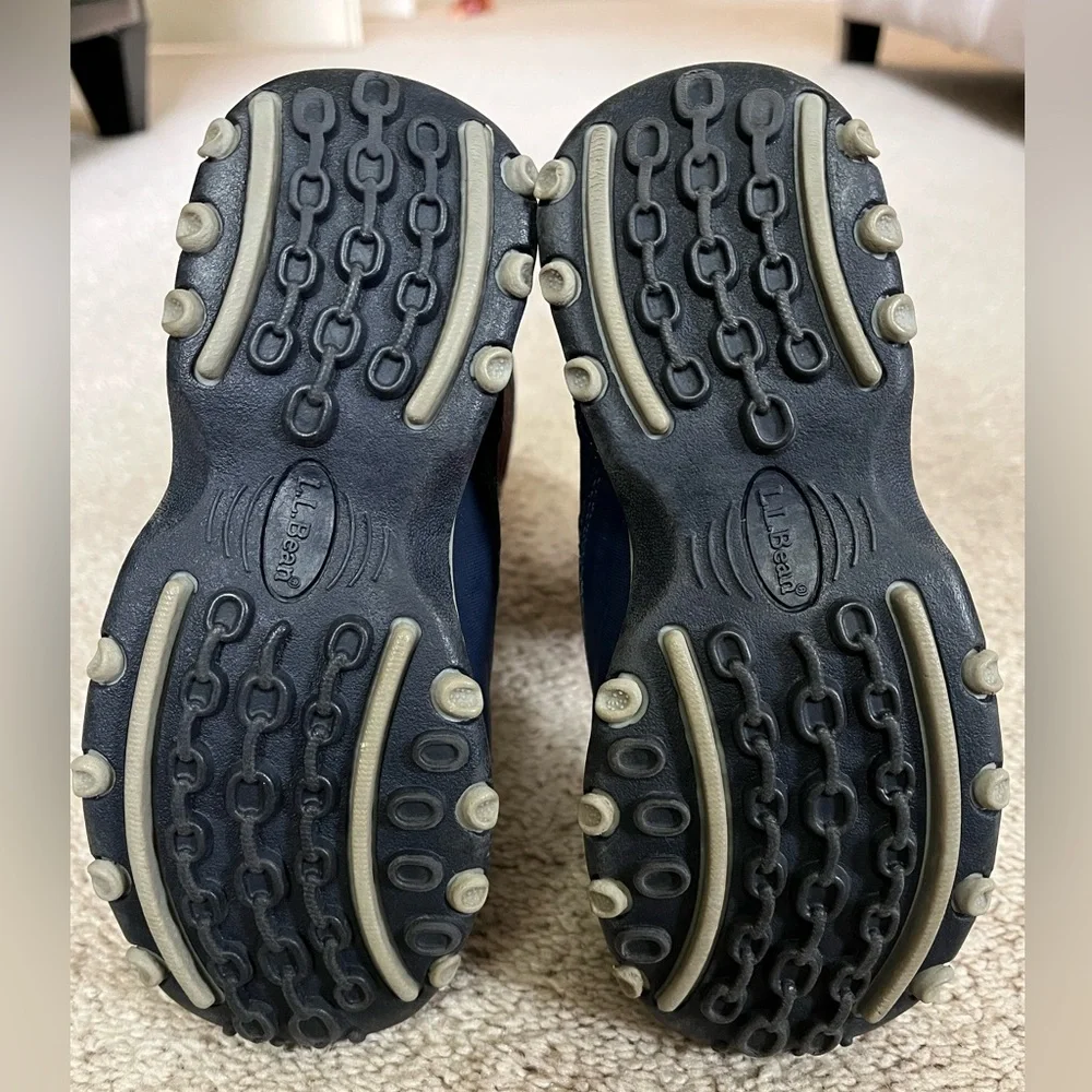 LL Bean Kids' Navy and Red Waterproof Winter Snow Boots Size 10